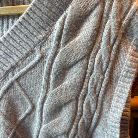 Sincerely Jules Soft Blue V-Neck Cable Knit Sweater Vest - Picture 3 of 4